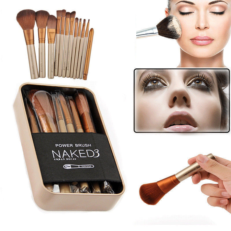 1 Set Naked3 Makeup Brush 12Pcs Set Cosmetic Brushes Blusher Eye shadow Consealer Lips
