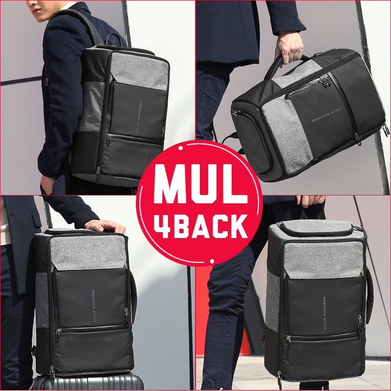 PVC Leather Polyester Anti Theft Men's Travel Business Backpack