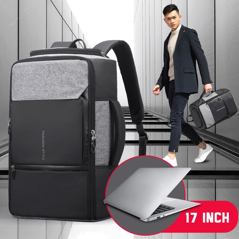 PVC Leather Polyester Anti Theft Men's Travel Business Backpack