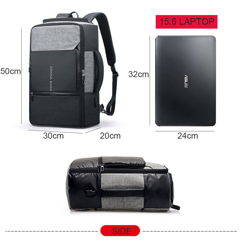 PVC Leather Polyester Anti Theft Men's Travel Business Backpack