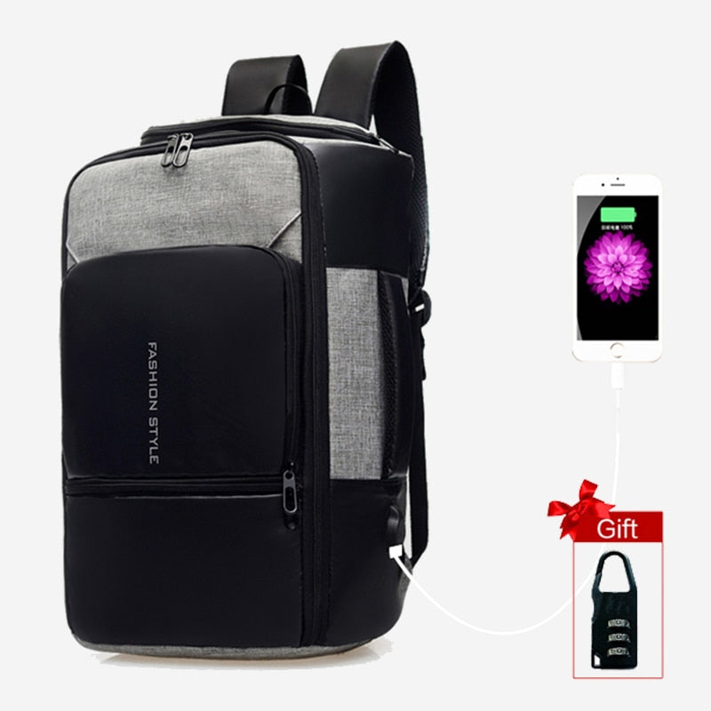 PVC Leather Polyester Anti Theft Men's Travel Business Backpack