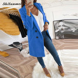 2018 New Women Long Sleeve Turn Down Collar Outwear Jacket Wool Blend Coat Casual Autumn Winter Elegant Overcoat Loose Plus Size