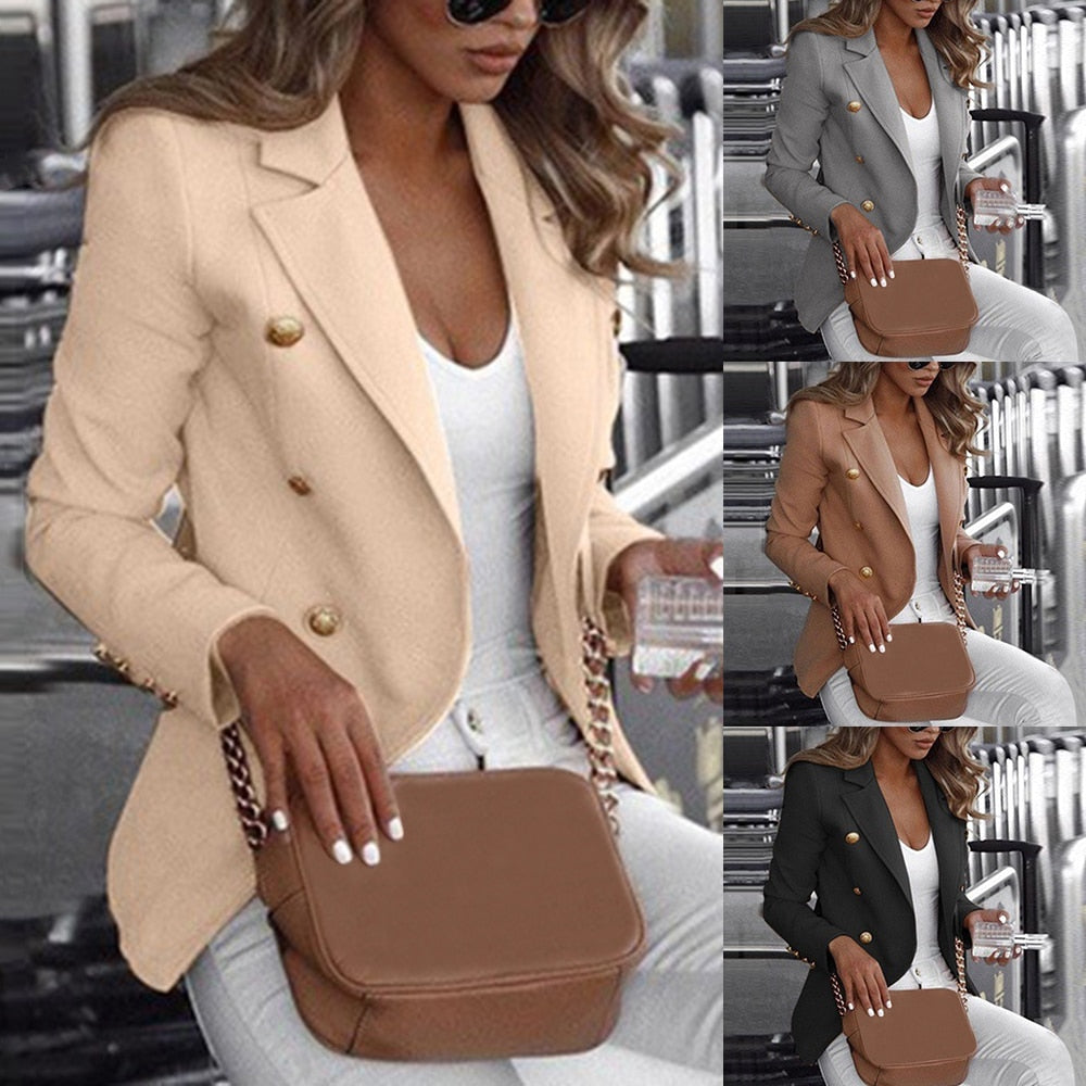 Ladies Slim Vest Casual Business Blazer Coat