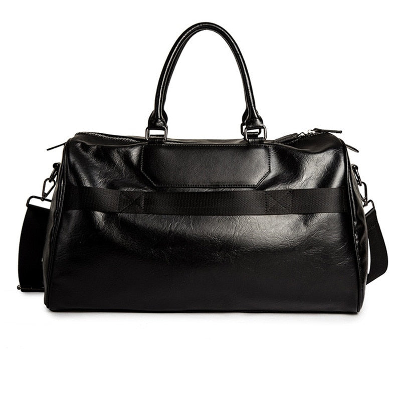 Soft Leather Portable Casual Business Shoulder Duffle Bag For Men