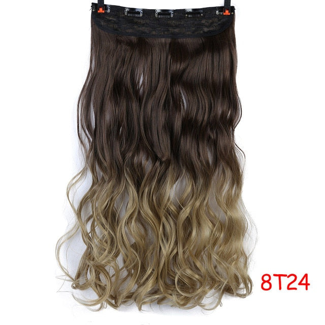 SHANGKE 28''  Long Synthetic Hair Clip In Hair Extension Heat Resistant Hairpiece Natural Wavy Hair Piece