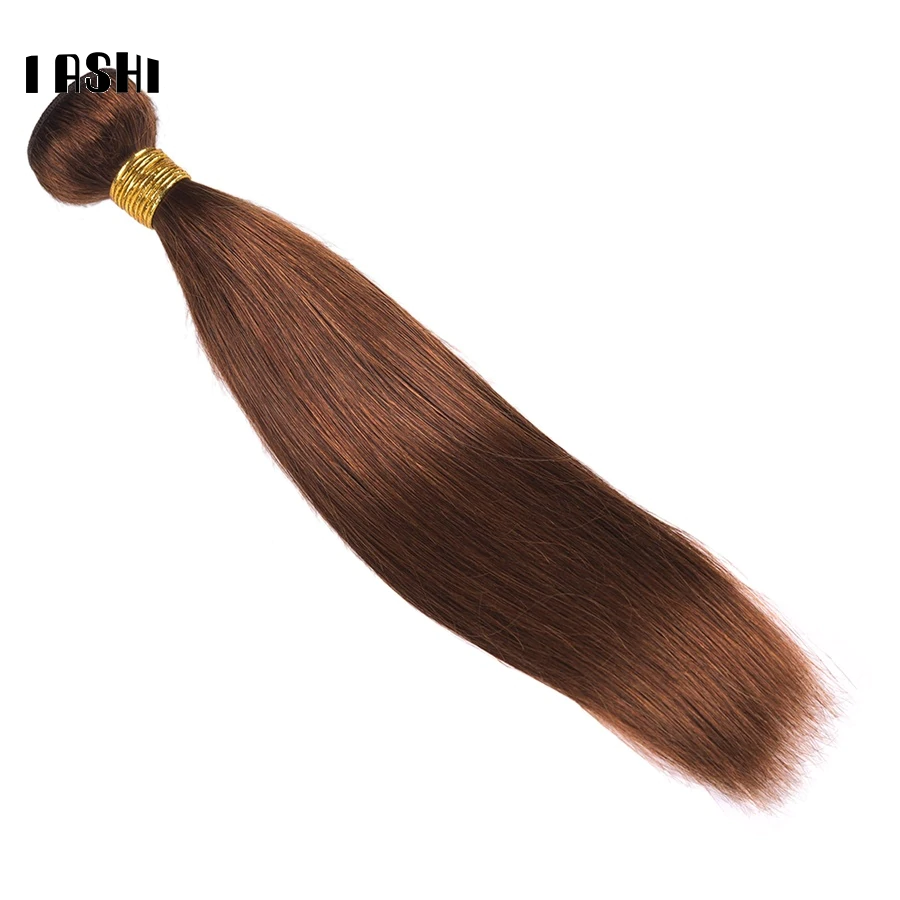 FASHION LADY Pre Colored One Piece Brazilian Straight Hair 100% Human Hair Weave #4 Medium Brown Human Hair Bundles Non Remy