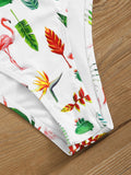 Tropical Plunge Neck One Piece Swimsuit