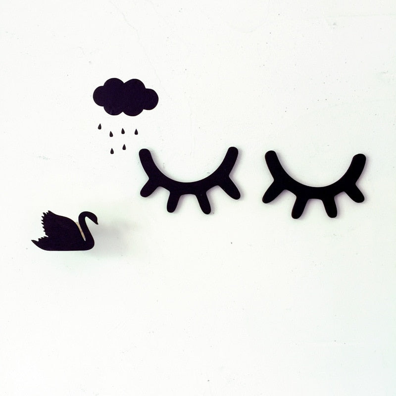 Wood Eyelashes Cartoon Decoration