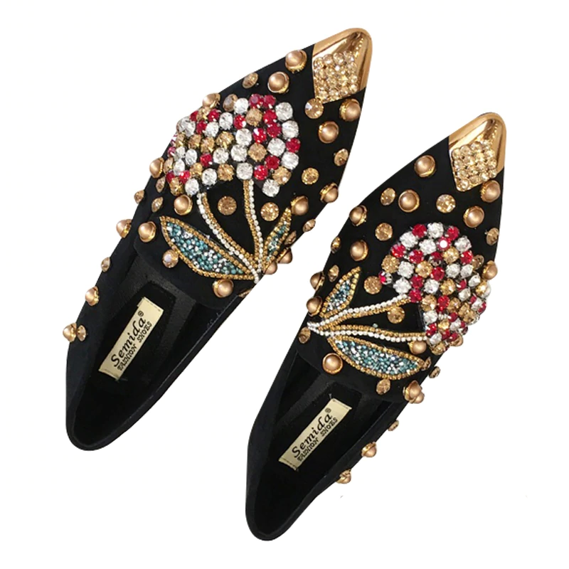 Rainstone Cherry Spring To Winter Casual And High Street Wear Flat Loafer Women Shoe