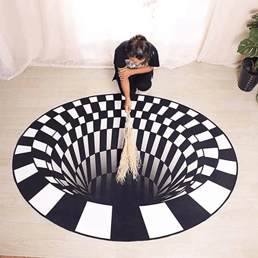 3D Vortex Illusion Rug Swirl Print Optical Illusion Areas Rug Carpet Floor Pad Non slip Doormat Mats