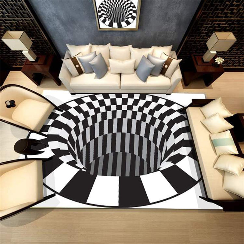 3D Vortex Illusion Rug Swirl Print Optical Illusion Areas Rug Carpet Floor Pad Non slip Doormat Mats