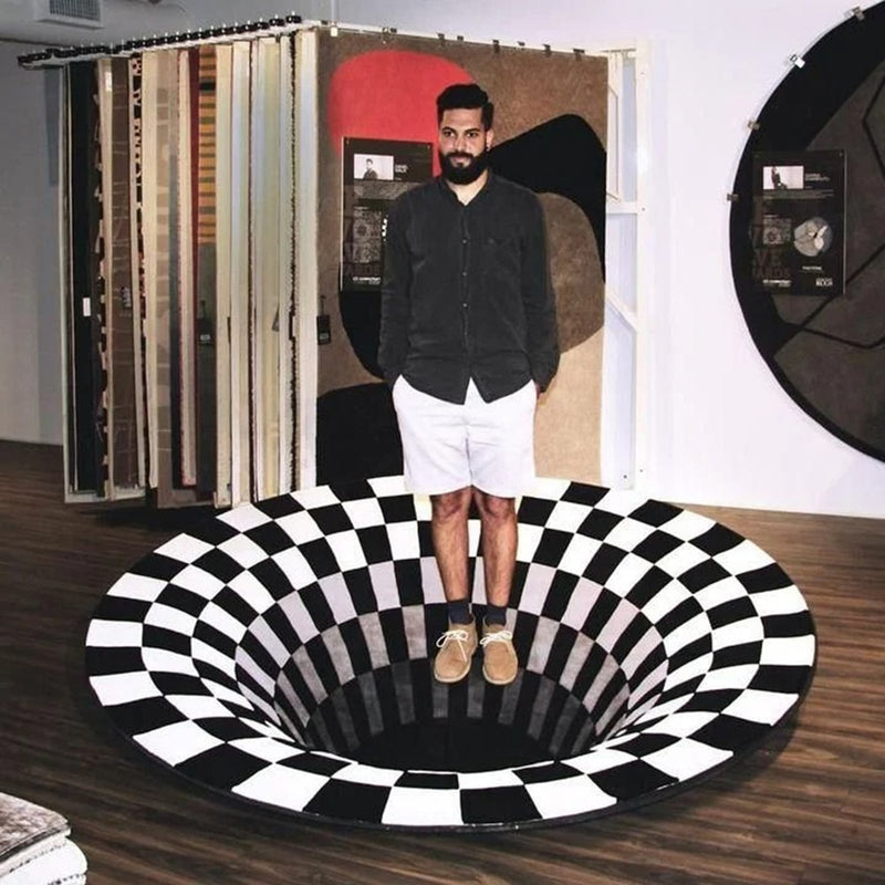 3D Vortex Illusion Rug Swirl Print Optical Illusion Areas Rug Carpet Floor Pad Non slip Doormat Mats