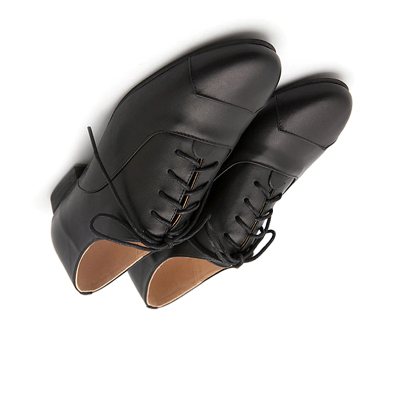 English Style Vintage Oxford Retro Flat  Pure Black