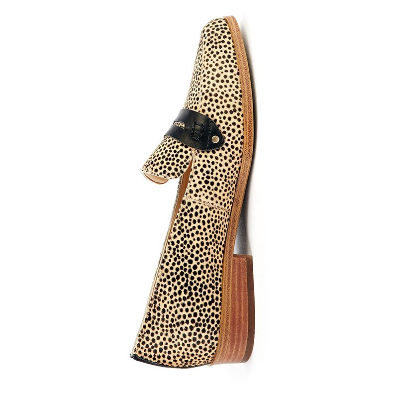 Leopard Print Bonded Leather Penny Loafer For Women