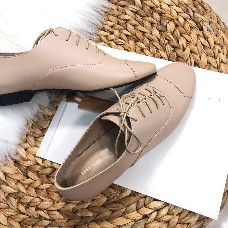 English Style Vintage Oxford Retro Flat  Pure Black