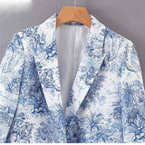 Elegant Print Stich Pocket Long Sleeve Female Outwear