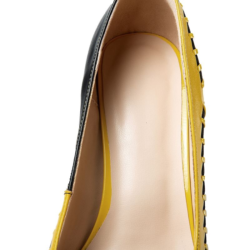 Mixed Color Natural Genuine Leather High Heel