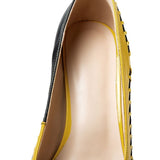 Mixed Color Natural Genuine Leather High Heel