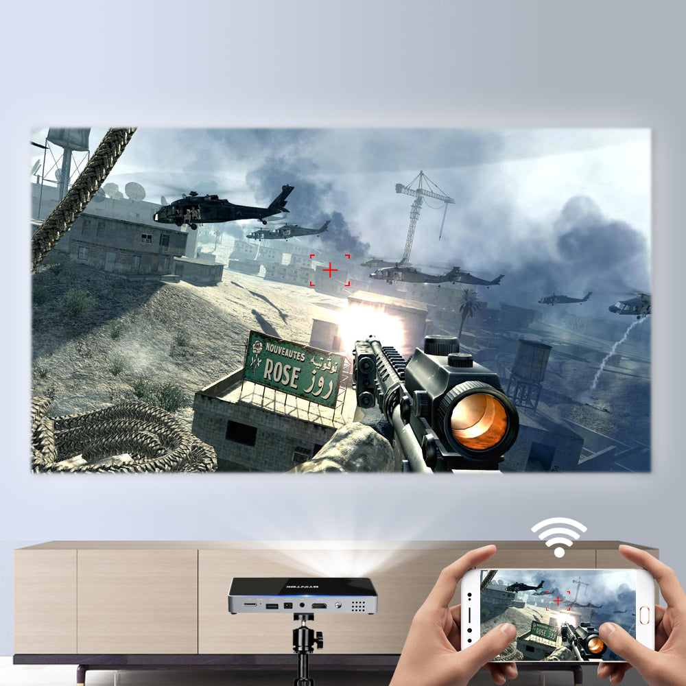 Portable Smart Home Theater Android 7.1.2 OS Wifi Mini HD LED Dlp Projector For Full 1080P MAX 4K for iPhones