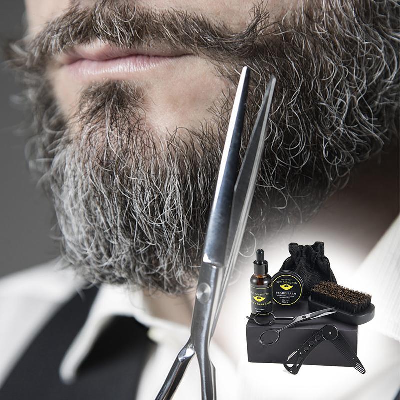 Beard Grooming & Trimming Kit For Men Care Beard Brush Comb Oil  Essential Shampoo Wax Scissors Beard Clean Set Gift Boxed