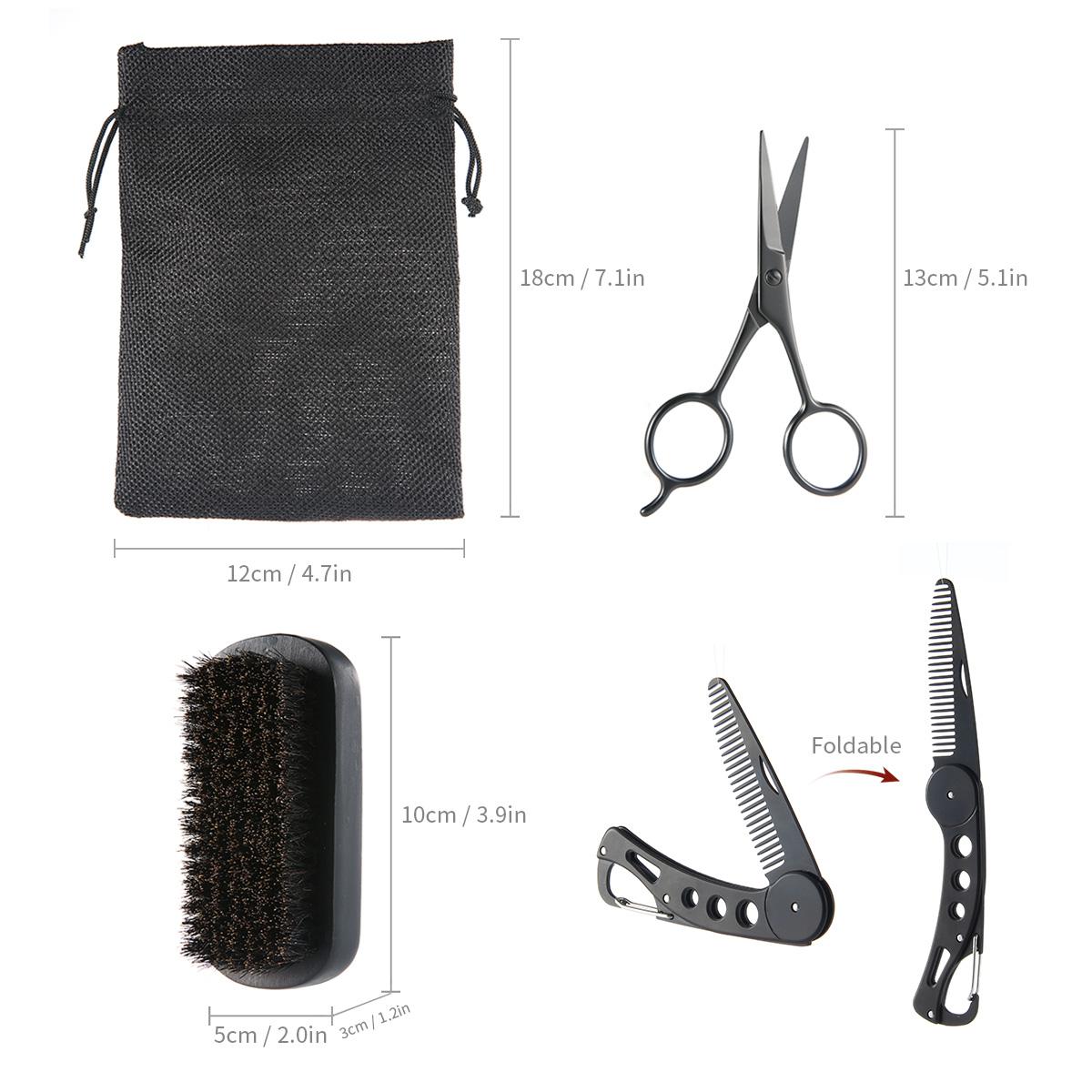 Beard Grooming & Trimming Kit For Men Care Beard Brush Comb Oil  Essential Shampoo Wax Scissors Beard Clean Set Gift Boxed