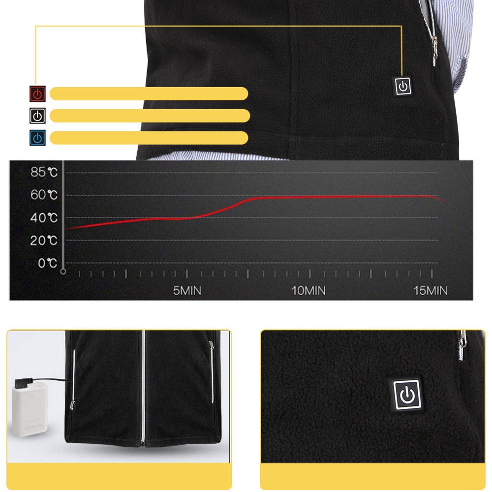 Men Electric Heated Vest USB Heating Vest Winter Thermal Polyester Jacket