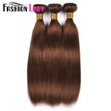 FASHION LADY Pre Colored One Piece Brazilian Straight Hair 100% Human Hair Weave #4 Medium Brown Human Hair Bundles Non Remy