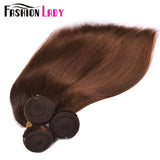 FASHION LADY Pre Colored One Piece Brazilian Straight Hair 100% Human Hair Weave #4 Medium Brown Human Hair Bundles Non Remy
