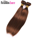 FASHION LADY Pre Colored One Piece Brazilian Straight Hair 100% Human Hair Weave #4 Medium Brown Human Hair Bundles Non Remy