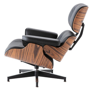 Furgle Black Leather Armchair Replica Lounge Chair with Ottoman Palisander/Sandal Chaise Classic Real Leather Lounge Chair|Chaise Lounge