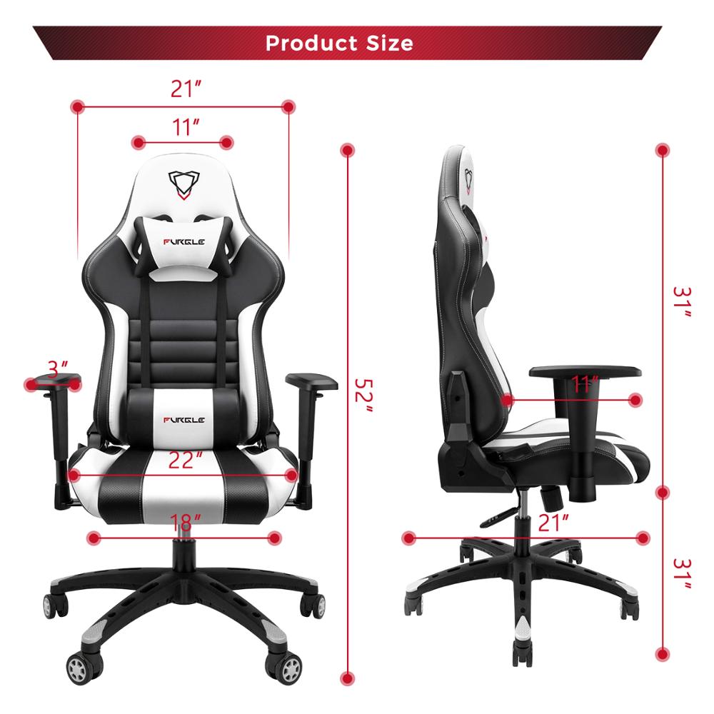 Furgle Body Huging Design Office Seat Gaming Chair White WCG Gaming Chair Engineering Nylon base Computer Chair with PU Leather|Office Chairs