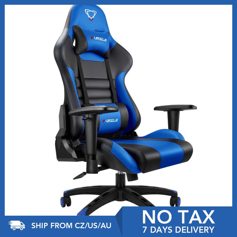 Furgle Body Huging Design Office Seat Gaming Chair White WCG Gaming Chair Engineering Nylon base Computer Chair with PU Leather|Office Chairs