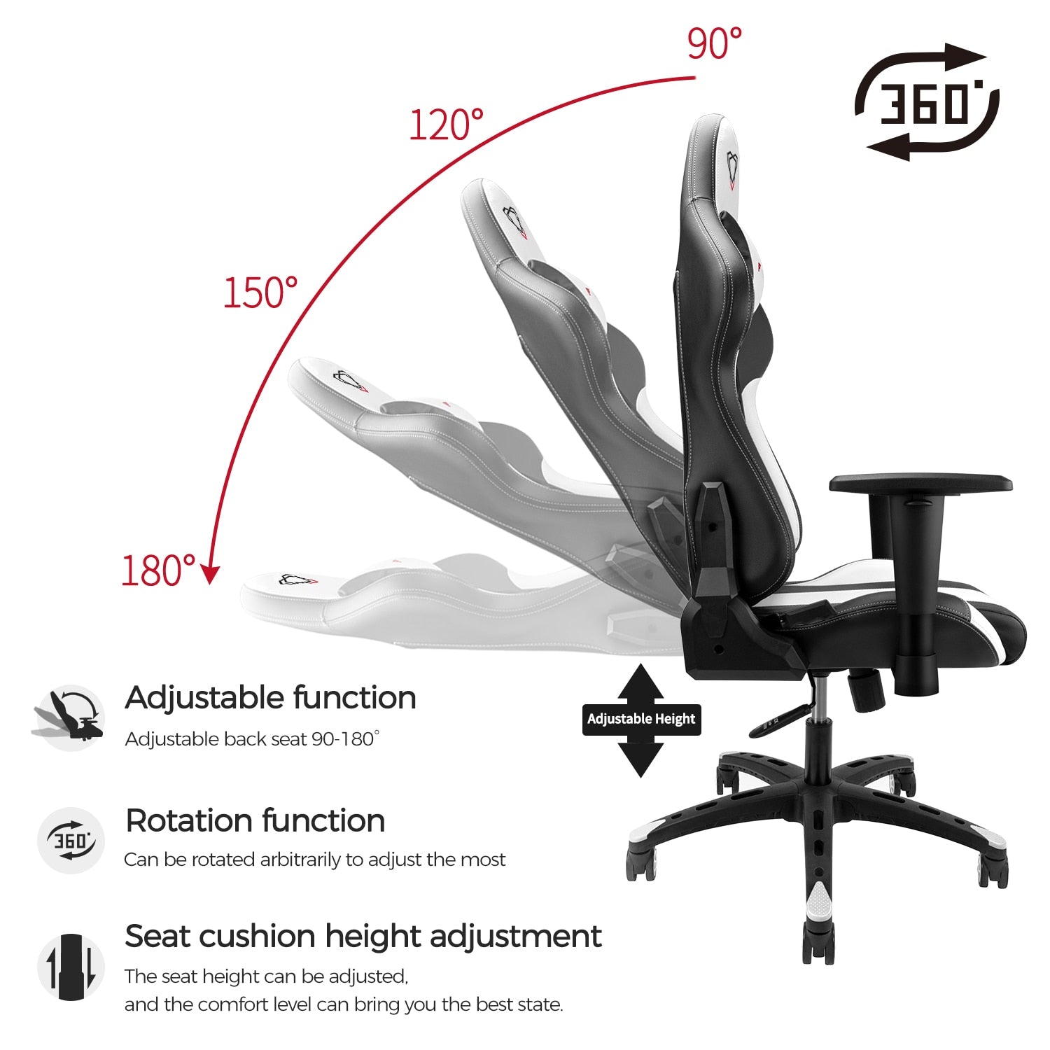 Furgle Body Huging Design Office Seat Gaming Chair White WCG Gaming Chair Engineering Nylon base Computer Chair with PU Leather|Office Chairs