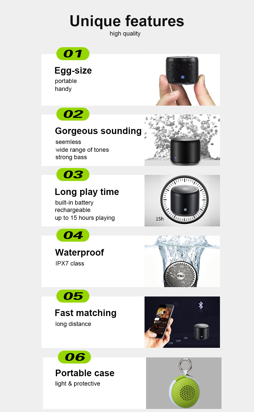 Portable Small Smart Waterproof Bluetooth Speaker With Super Bass Sound Quality