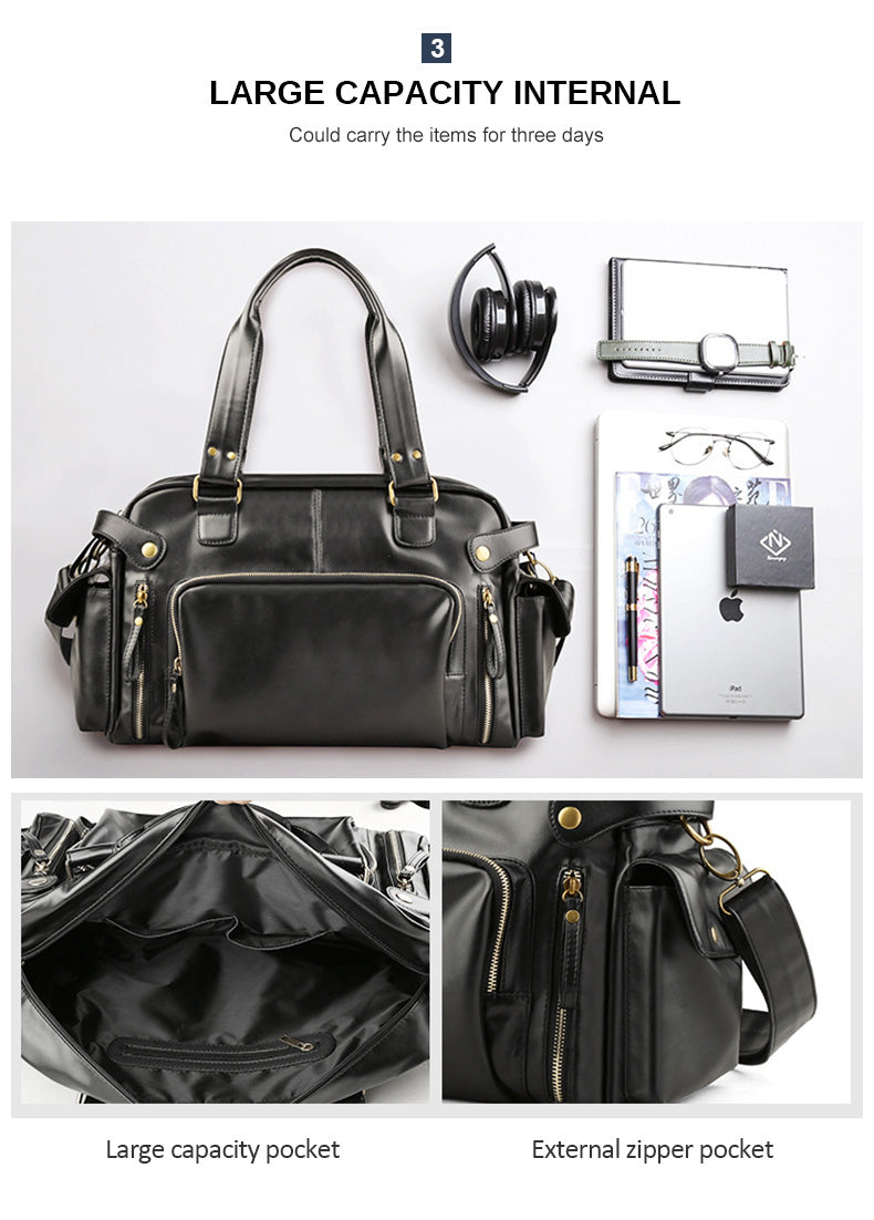 English Style Retro Men's Leather Crossbody Long Handbag  For Travel and Work