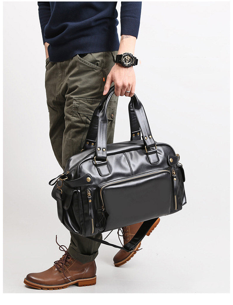 English Style Retro Men's Leather Crossbody Long Handbag  For Travel and Work