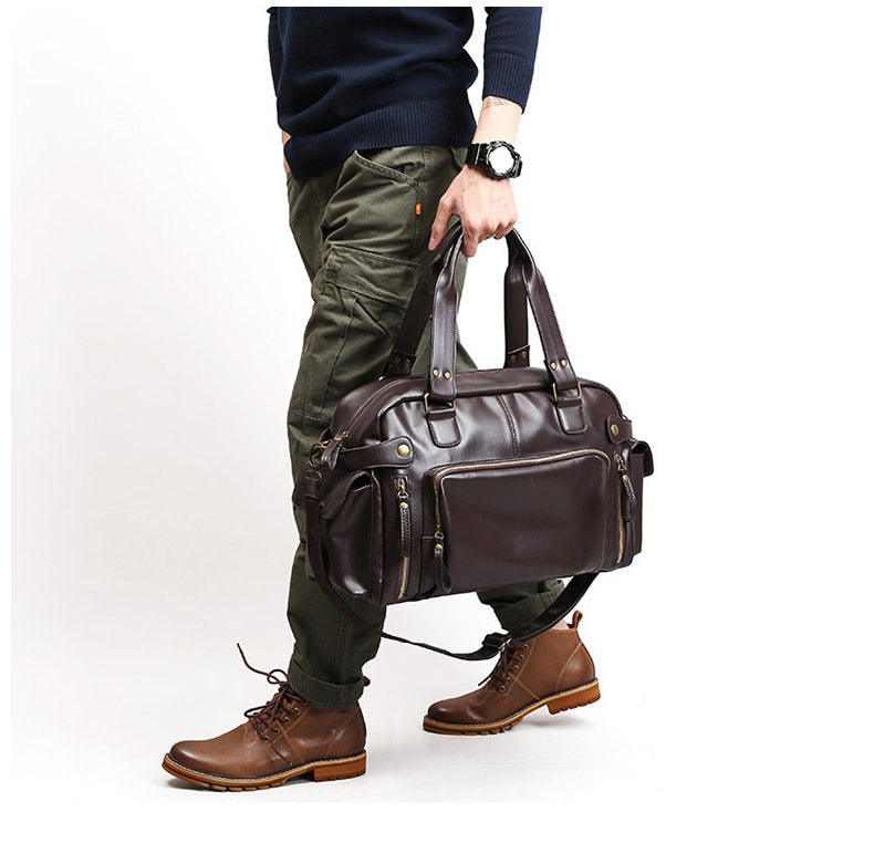 English Style Retro Men's Leather Crossbody Long Handbag  For Travel and Work