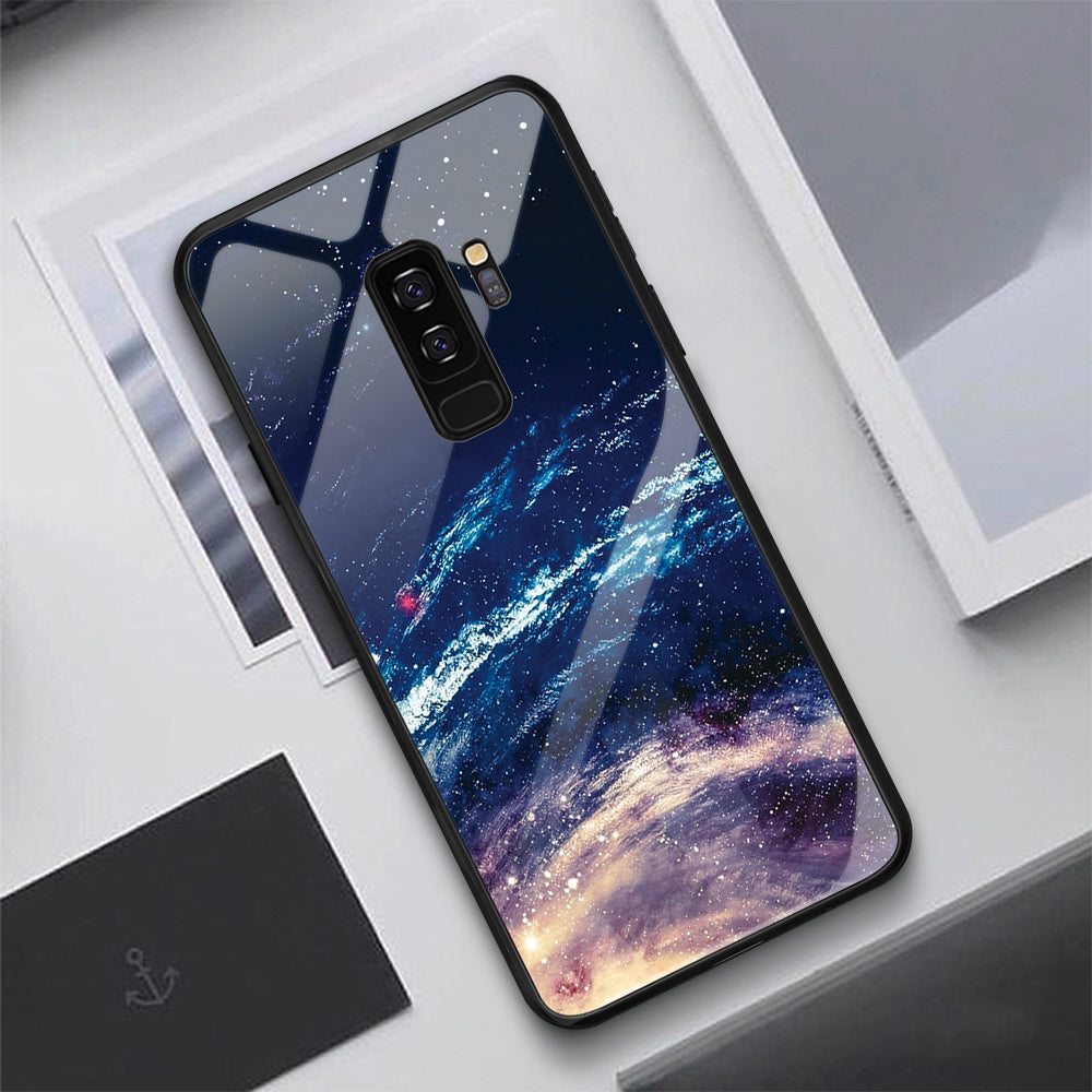 Scratch Resistant Luxury Tempered Glass Case For Samsung Galaxy S10 Plus S10e S9 S8 Note 8 9 J4 J6 Plus A7 2018 Starry Sky Protective Back Cover
