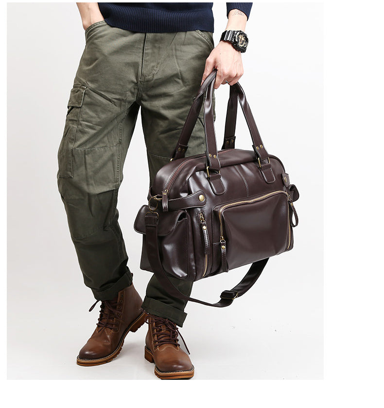 English Style Retro Men's Leather Crossbody Long Handbag  For Travel and Work