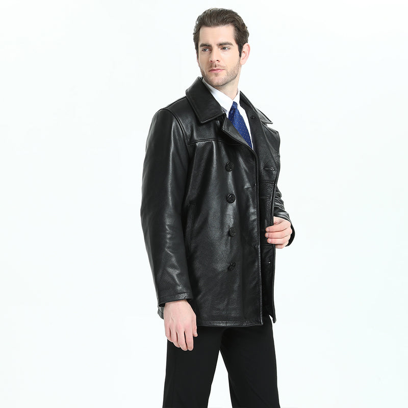 Premium Quality Men's Genuine Leather Long Coat  For Autumn To Winter