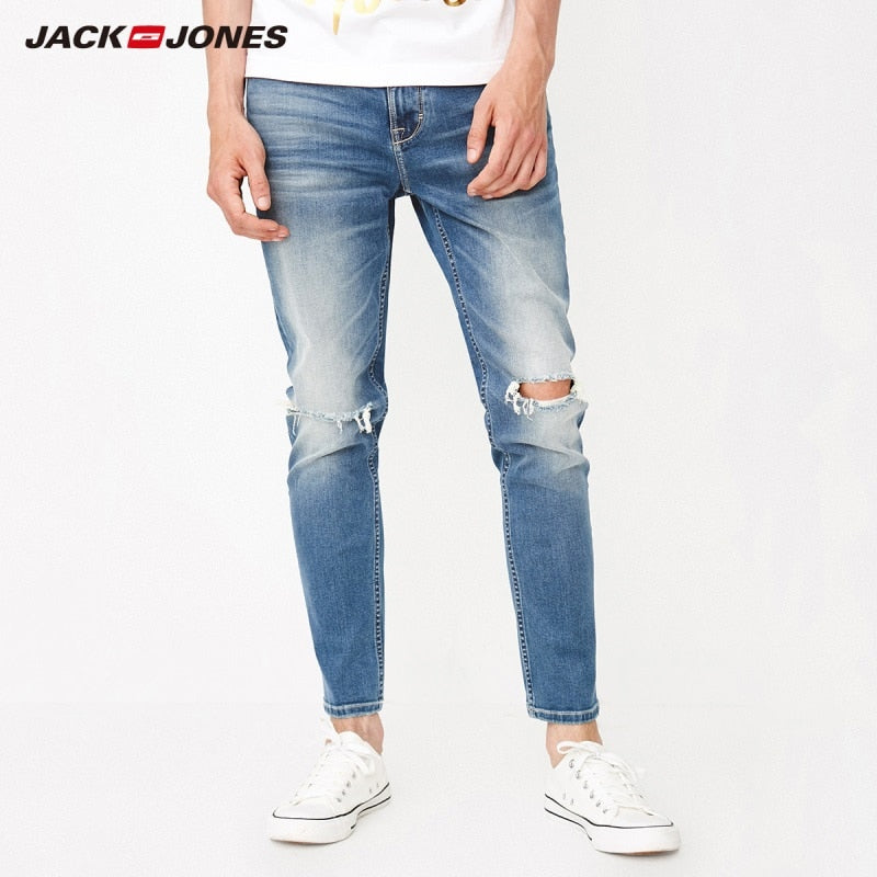 JackJones Men's Skinny Ripped Distressed Jeans Men‘s Denim Pants