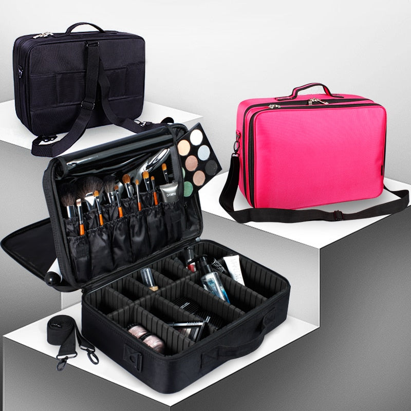 LHLYSGS Brand Cosmetic Case Suitcases Multi storey Large Professional Makeup Bag Women Beauty Storage Organizer Cosmetic Bag