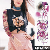 Large Arm Sleeve Tattoo Japanese Geisha Snake Waterproof Temporary Tatto Sticker Lotus Peacock Girl Tatoo Body Art Women