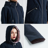 MIEOGOFCE 2019 Spring and Autumn Long Women's Windbreaker Warm Women's Cotton Jacket With Stand Collar New Design