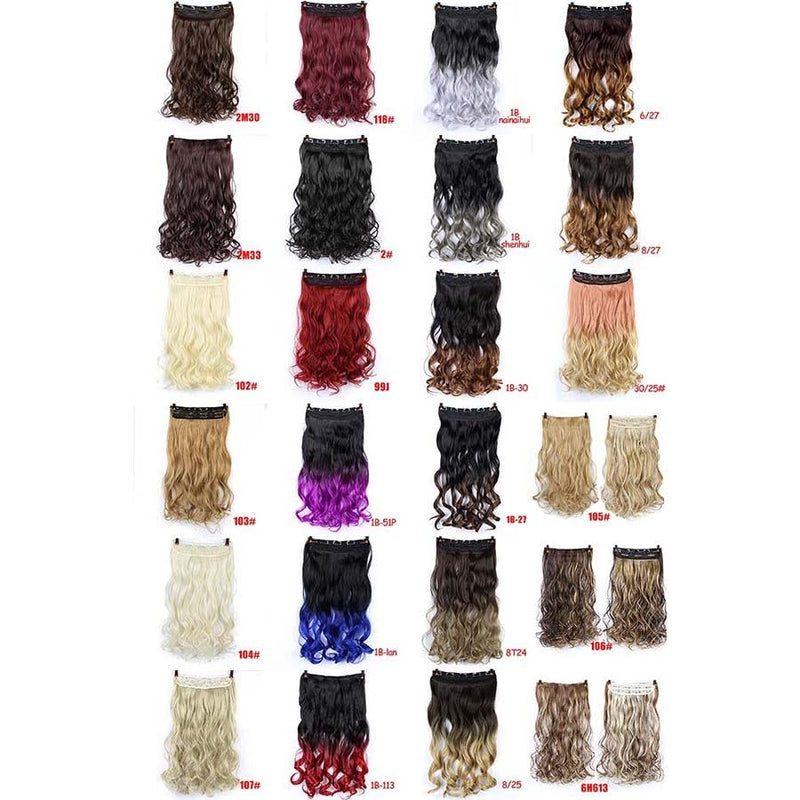 MUMUPI Clip In Hair Extension Ombre 24 Inches Blonde Black Full Head Synthetic Natural Curly Wavy Hairpiece Hair Pieces Headwear