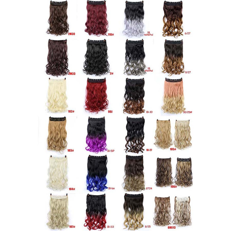 MUMUPI Clip In Hair Extension Ombre 24 Inches Blonde Black Full Head Synthetic Natural Curly Wavy Hairpiece Hair Pieces Headwear