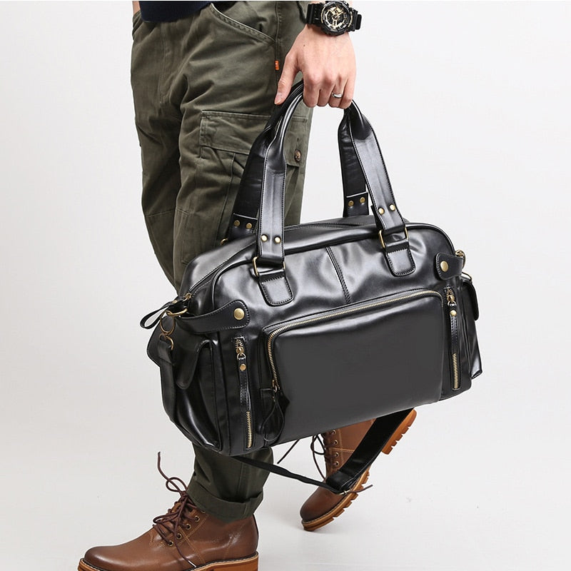 English Style Retro Men's Leather Crossbody Long Handbag  For Travel and Work