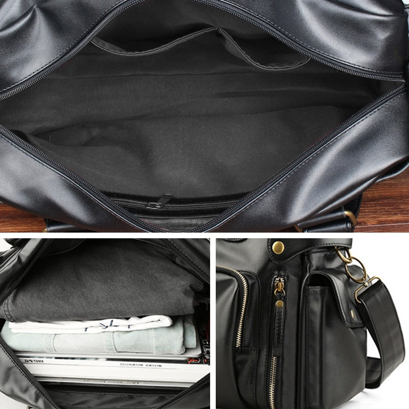 English Style Retro Men's Leather Crossbody Long Handbag  For Travel and Work