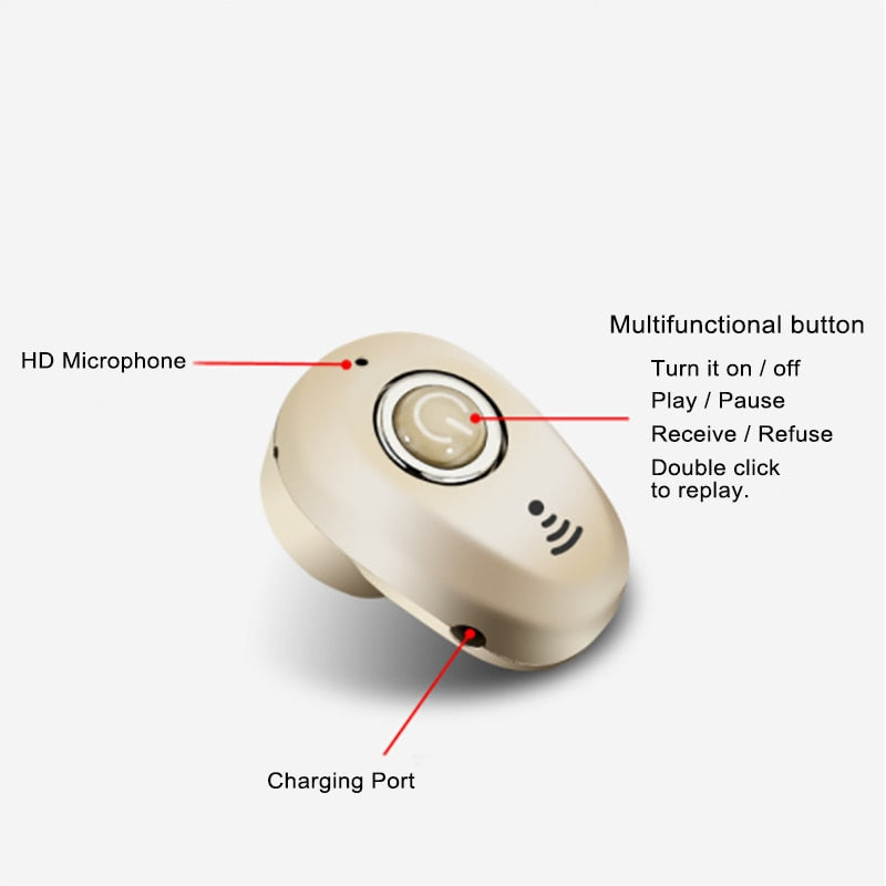 Extra Light Noise Cancelling  Handsfree Stereo Wireless  Earphone For Apple, Samsung  Mobile Device