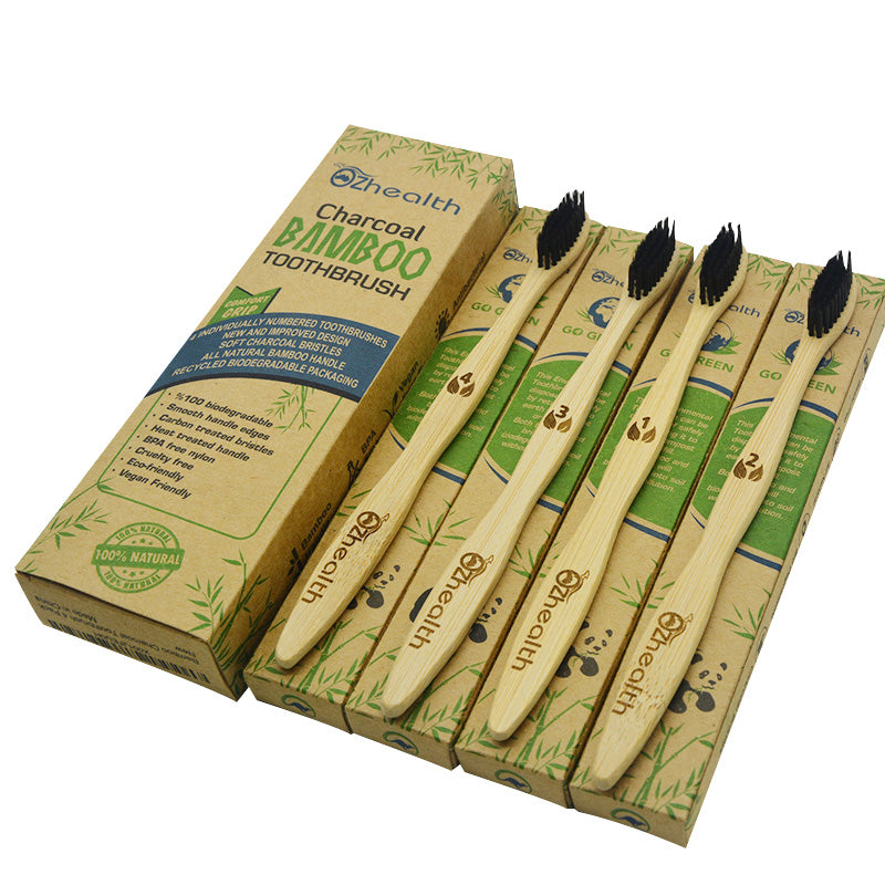 Natural Dental Care for All Family BPA Free Vegan Zero Waste Bamboo Toothbrushes Natural Organic Biodegradable